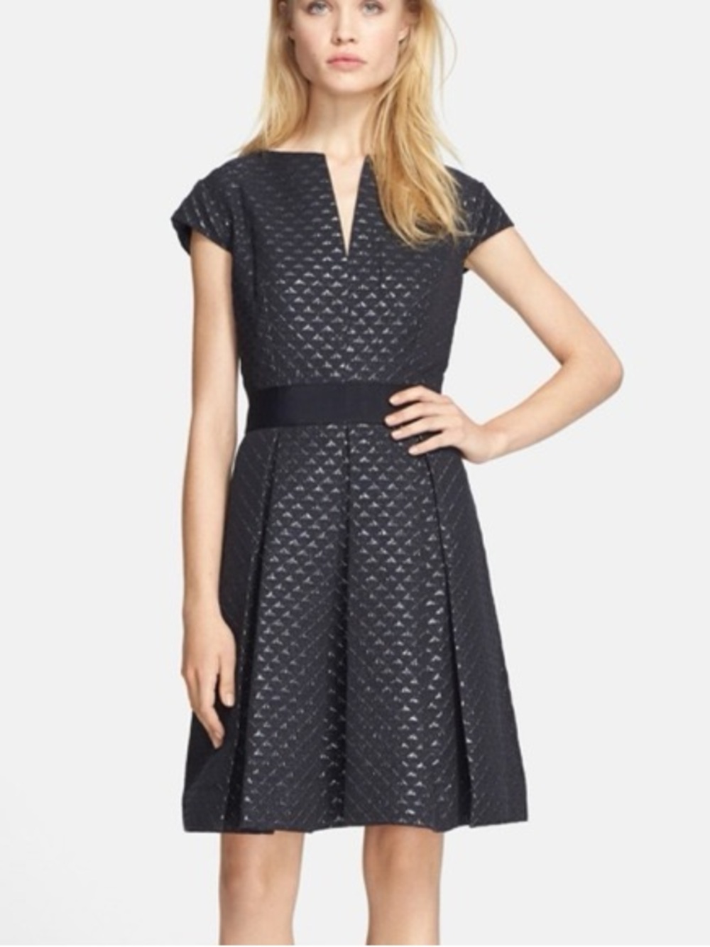 Ted Baker Sz 4 Carice Dark Navy Shimmery Fit And Flare Dress